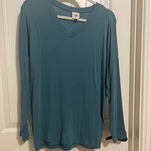 CAbi Teal Long Sleeve V-Neck Top